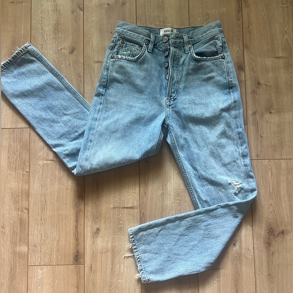 AGOLDE Riley High Rise Straight Crop Jeans in Shatter Wash